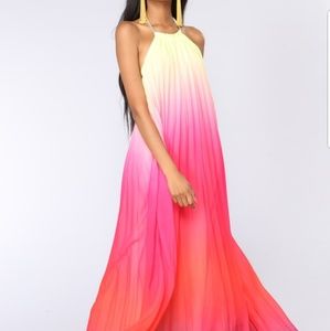 Ombre pleated maxi gown